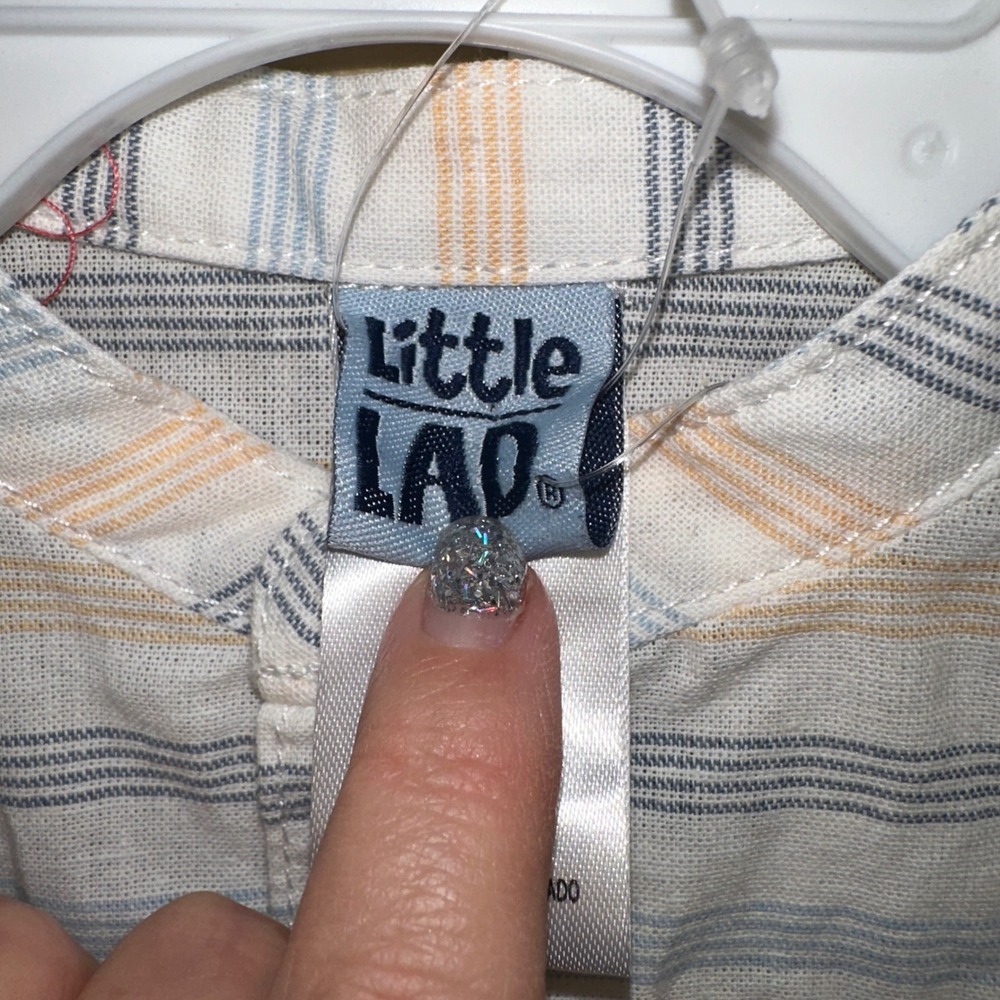 Little Lad Baby‎ Boy Striped Bodysuit Pants Set 3 6M Blue Yellow Linen Blend - Picture 8 of 10